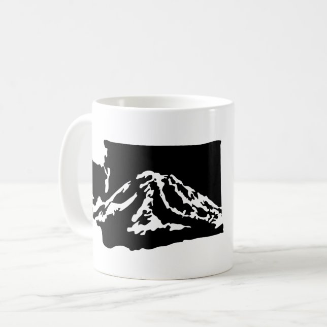 Mount Rainier Washington Mug - black version (Front Left)