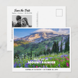 Mount Rainier Wedding Weekend Save the Date Postcard