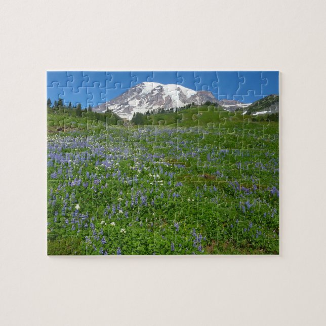 Mount Rainier with Purple Lupins Jigsaw Puzzle (Horizontal)