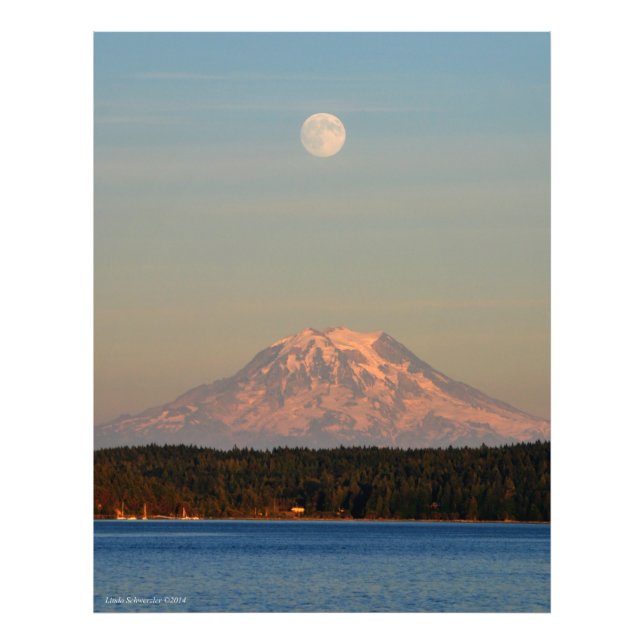 Mount Rainier with the Full Moon Photo Print (Front)