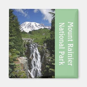 Mount Rainier with Waterfall Magnet