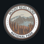 Mount Revelstoke National Park Travel Art Badge Magnet<br><div class="desc">Mount Revelstoke National Park vector art design. The Park occupies the western slope of the Selkirk Mountains,  above the city of Revelstoke,  which lies at the junction of the Columbia and Illecillewaet rivers.</div>