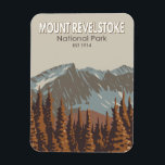 Mount Revelstoke National Park Travel Art Vintage Magnet<br><div class="desc">Mount Revelstoke National Park vector art design. The Park occupies the western slope of the Selkirk Mountains,  above the city of Revelstoke,  which lies at the junction of the Columbia and Illecillewaet rivers.</div>