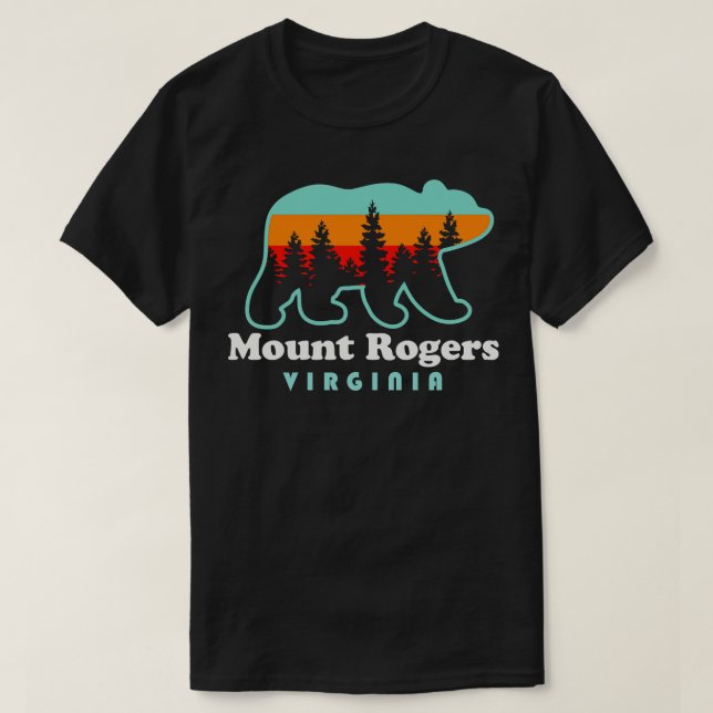 Mount Rogers Virginia Hiking Bear T-Shirt (Design Front)