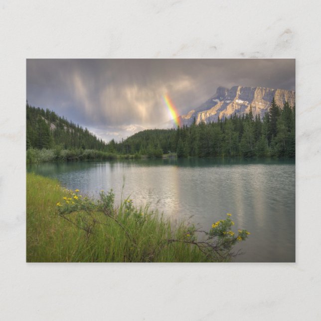 Mount Rundle Rainbow, Cascade Ponds Postcard (Front)