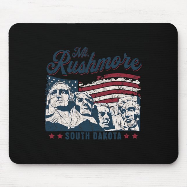 Mount Rushmore 4th Of July Celebrating Usa Flag Mt Mouse Pad (Front)