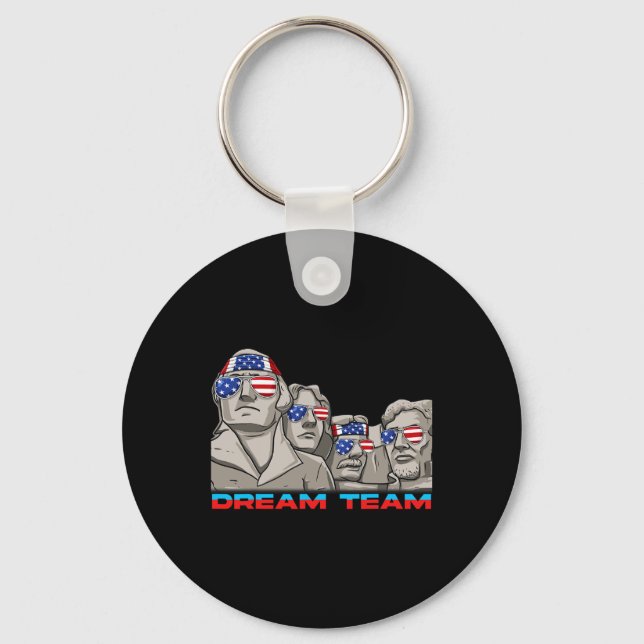 Mount Rushmore 4th Of July Funny Patriotic Preside Keychain (Front)