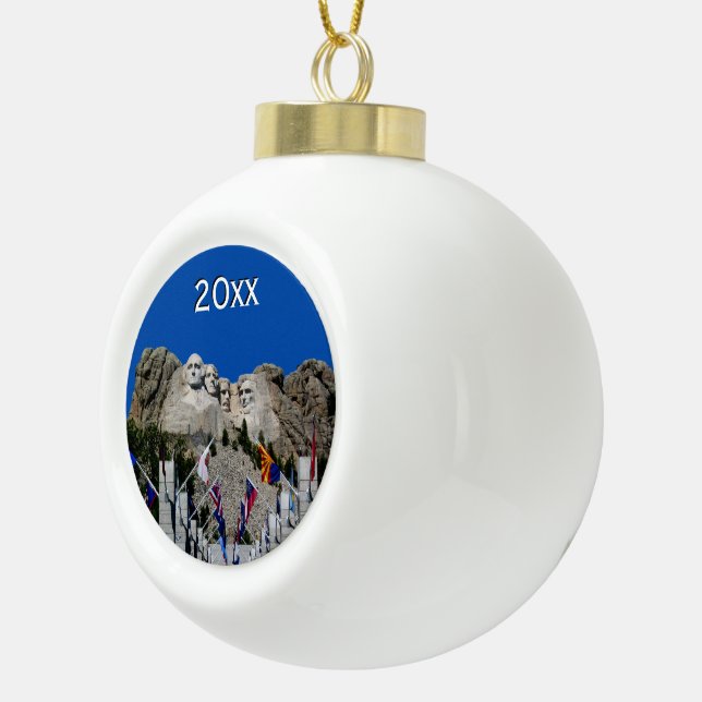 Mount Rushmore Customizable Photo Souvenir Ceramic Ball Christmas Ornament (Right)