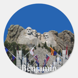 Mount Rushmore Customizable Photo Souvenir Classic Round Sticker