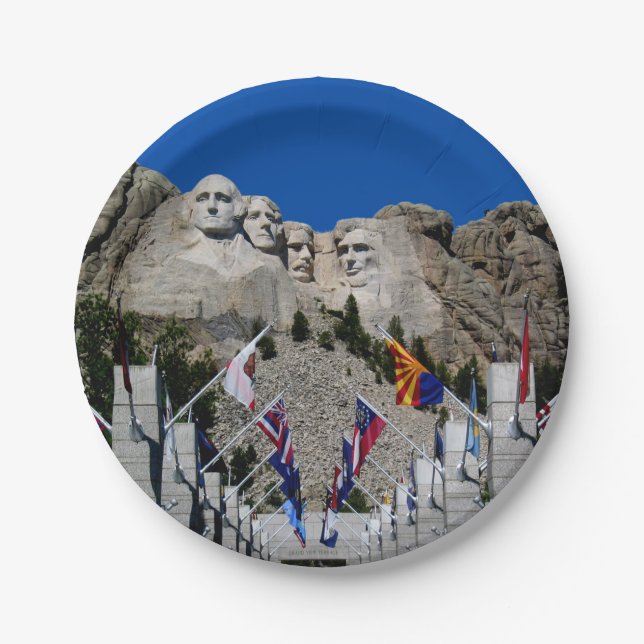 Mount Rushmore Customizable Photo Souvenir Paper Plate (Front)