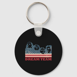 Mount Rushmore Dream Team Patriotic Usa Flag Ameri Keychain