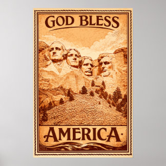Mount Rushmore - God Bless America Poster