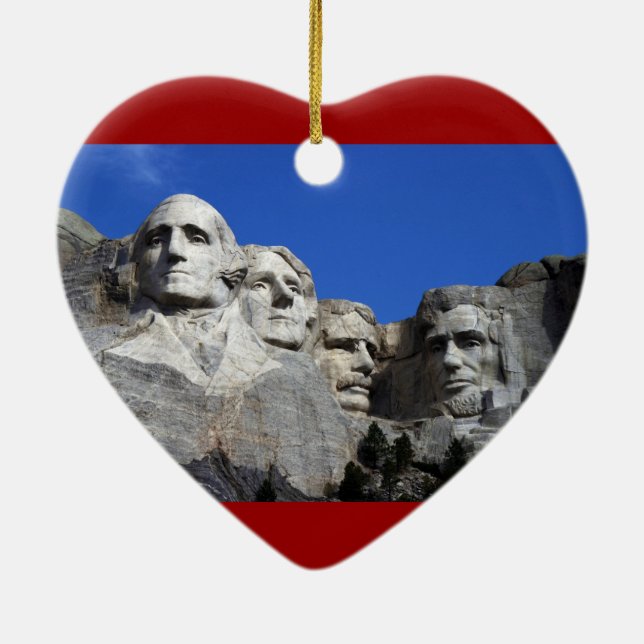 Mount Rushmore National Memorial Monument Ceramic Ornament (Back)