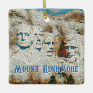 Mount Rushmore National Memorial stylized Ceramic Ornament