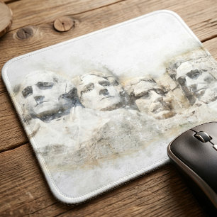 Mount Rushmore Presidential Watercolor Art Mouse Pad