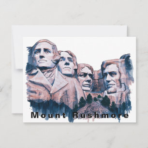 Mount Rushmore USA Travel Watercolor  Postcard
