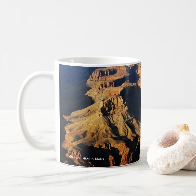Mount Sharp on Planet Mars Photo Coffee Mug (With Donut)