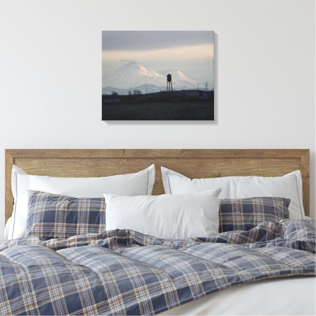 Mount Shasta Sunset on Snow 3 Canvas Print (Insitu(Bedroom))