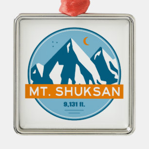 Mount Shuksan Washington Stars Moon Metal Ornament