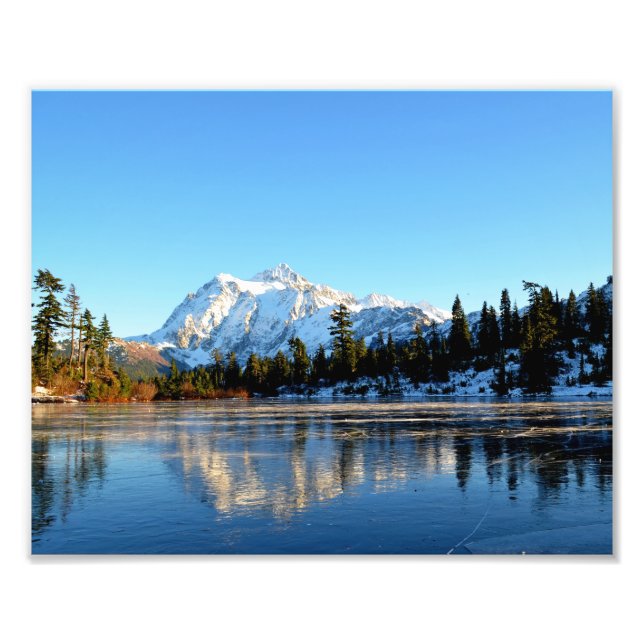 Mount Shuksan with Picture Lake on a winter day Photo Print (Front)