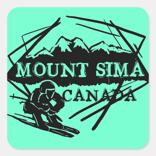 Mount Sima Canada teal ski stickers (Front)