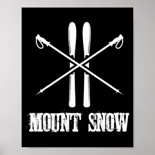 Mount snow skiing skier ski poles nordic down hill poster