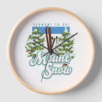 Mount Snow Vermont Ski logo. Clock