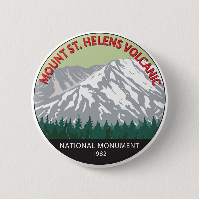 Mount St Helens National Volcanic Monument Vintage 2 Inch Round Button (Front)