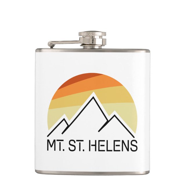 Mount St. Helens Washington Retro Hip Flask (Front)