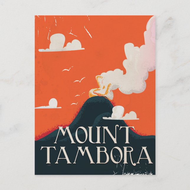 Mount Tambora Volcano Travel Poster Postcard (Front)