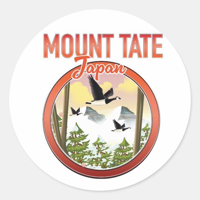 Mount Tate Japan travel logo Classic Round Sticker (Front)