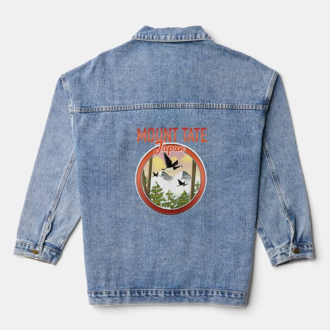 Mount Tate Japan travel logo Denim Jacket (Back)