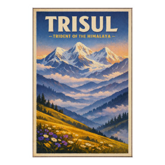 Mount Trisul, India, in a classic retro Poster