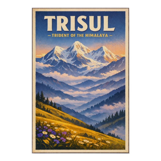 Mount Trisul, India, in a classic retro Poster (Front)