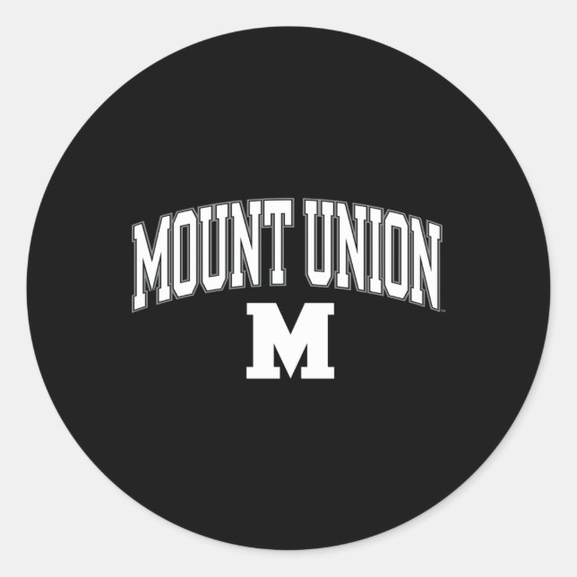 Mount Union Purple Raiders Arch Over Classic Round Sticker (Front)