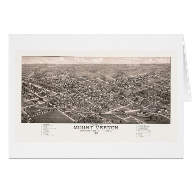 Mount Vernon, carte panoramique de l'IL - 1881 (Devant horizontal)