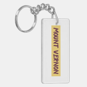 Mount Vernon Text Base Design on Yellow Background Keychain