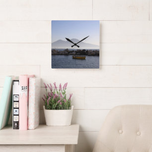 Mount Vesuvius in the Morning Mist 1 Square Wall Clock