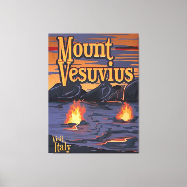 Mount Vesuvius volcano travel poster Canvas Print (Front)