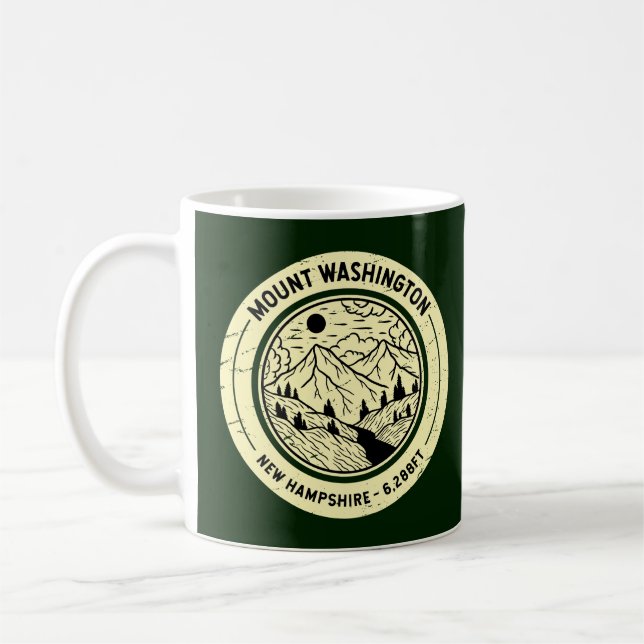 Mount Washington New Hampshire Hiking Skiing Retro Coffee Mug (Left)