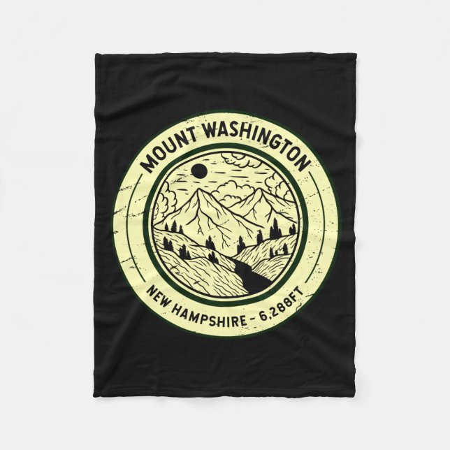 Mount Washington New Hampshire Hiking Skiing Retro Fleece Blanket (Front)