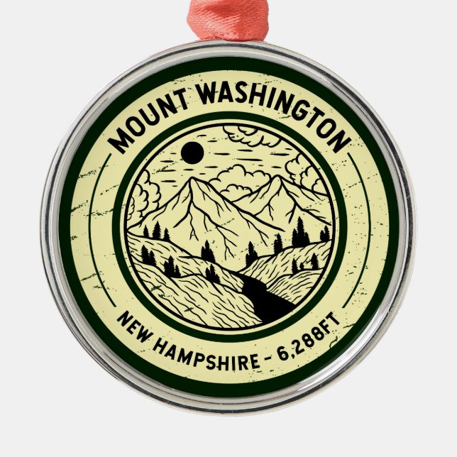 Mount Washington New Hampshire Hiking Skiing Retro Metal Ornament (Front)