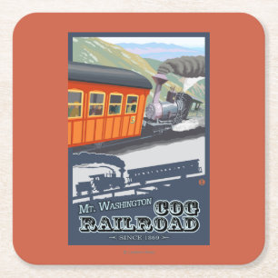 Mount Washington, New HampshireCog Railroad Square Paper Coaster