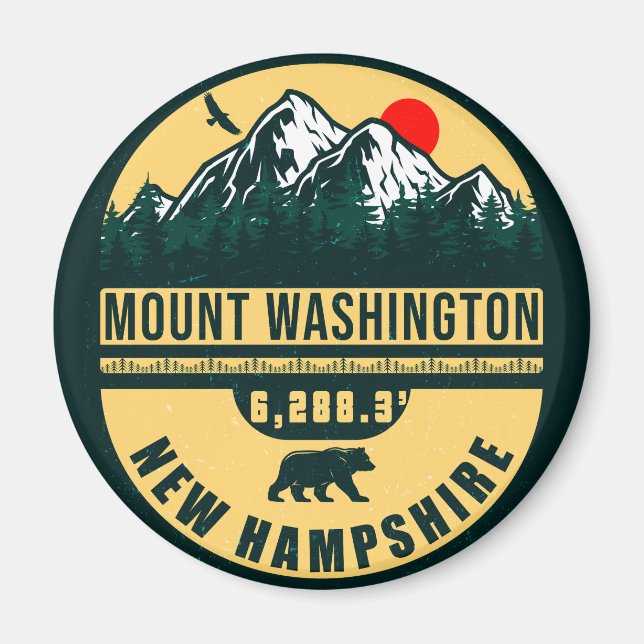 Mount Washington Nh Retro Sunset Souvenirs 60s Magnet (Front)