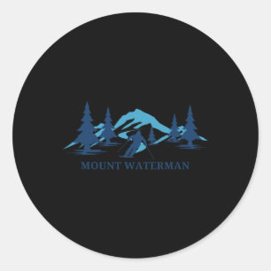 Mount Waterman California Ski Resort Skiing Skier  Classic Round Sticker