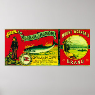 Mount Wrangell Salmon Can LabelAlimak, AK Poster