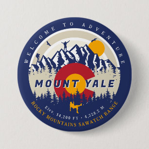 Mount Yale Colorado Flag 14ers Fourteener Climbing 3 Inch Round Button