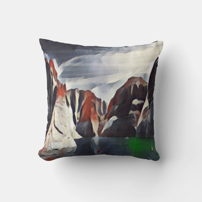 MOUNTAIN ABSTRACT NATURE SCENERY THROW PILLOW (Front)