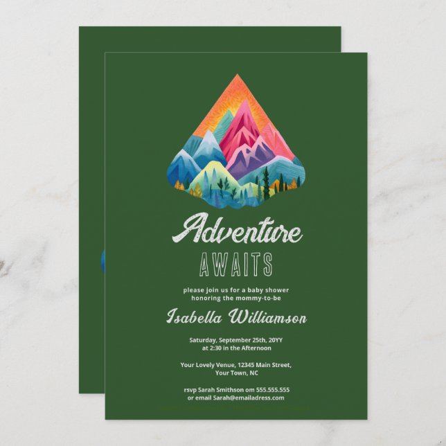 Mountain Adventure Awaits Baby Shower  Invitation (Front/Back)