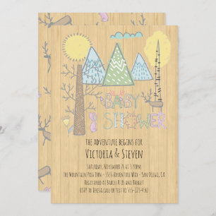 Mountain Adventure Baby Shower Watercolor forest Invitation